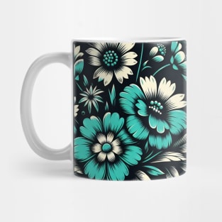 Turquoise Floral Illustration Mug